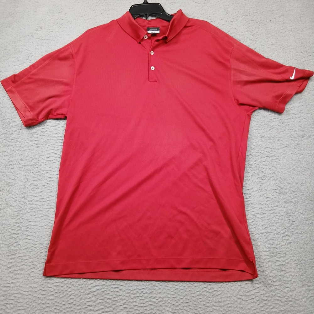 Nike Golf Polo Shirt Mens XL Red Dri-FIT‎ Performance Athletic Swoosh Logo